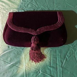 Clutch purse dark maroon velvet bag
